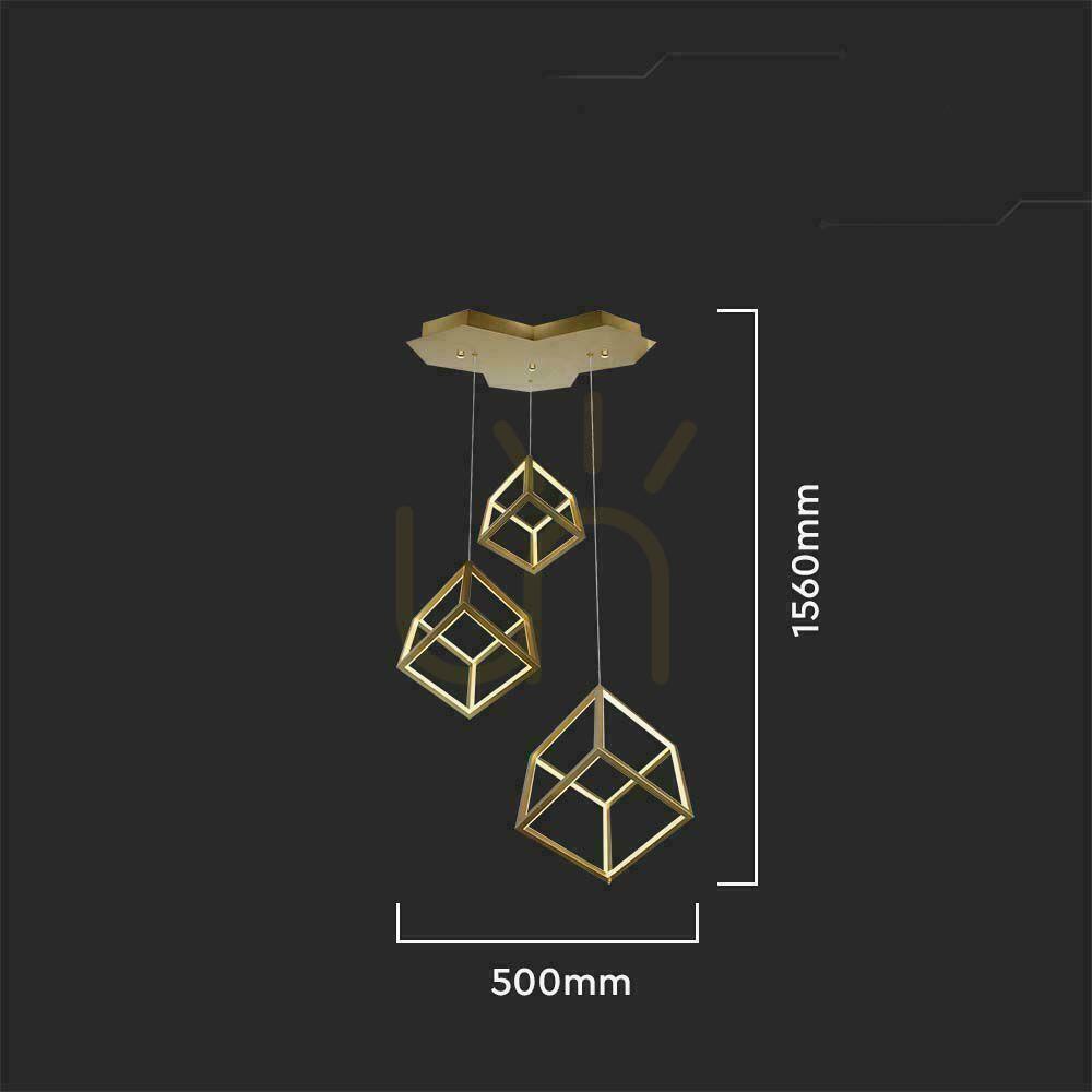 Kontrollera V-TAC 46W LED-pendelarmatur dimbar guld VT-7920 3000K 4900lm V-TAC 46W LED-pendelarmatur dimbar guld VT-7920 3000K 4900lm