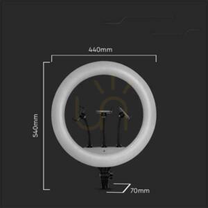 LED-ringljus för 3 telefoner V-TAC 55W fi44cm stativ pilotväska VT-45055 3200K-5500K 6000lm small 5