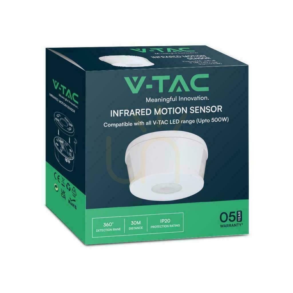 Kontrollera Rörelsesensor V-TAC takmonterad 360st fi103 2000W vit VT-81000 5 års garanti Rörelsesensor V-TAC takmonterad 360st fi103 2000W vit VT-81000 5 års garanti