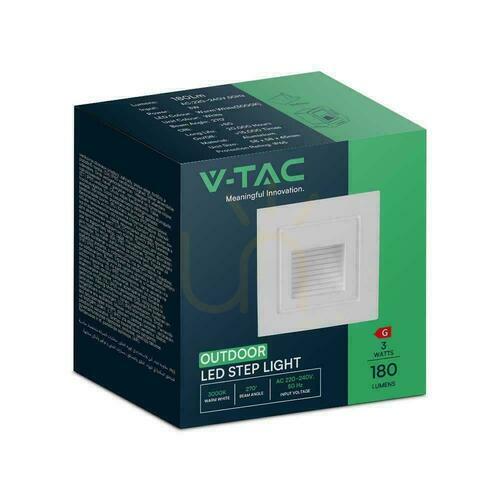 Kontrollera V-TAC 3W LED trapphusarmatur fyrkantig vit 230V VT-1128 3000K 180lm.