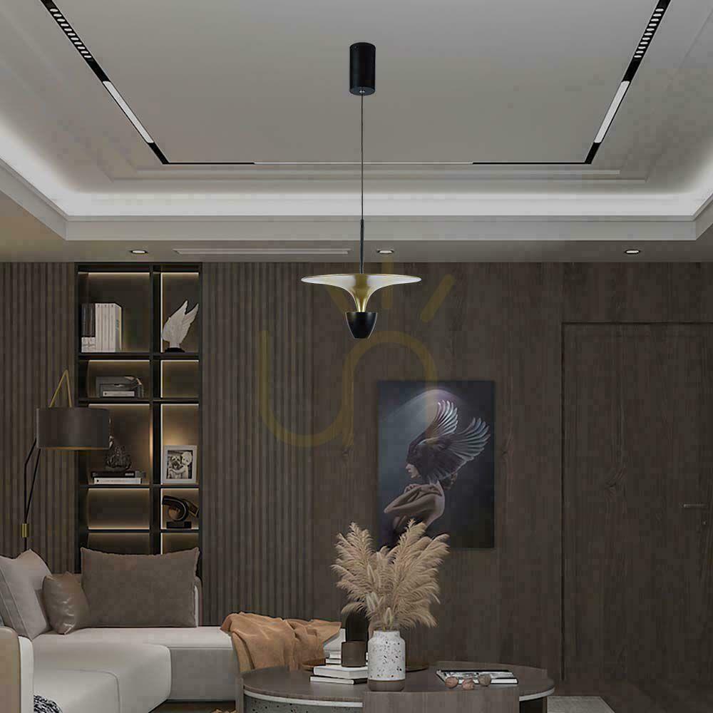 Display V-TAC 9W LED-pendelarmatur svart+guld VT-7832 3000K 1000lm V-TAC 9W LED-pendelarmatur svart+guld VT-7832 3000K 1000lm