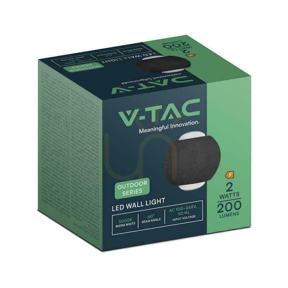 Visa Väggmonterad Top Down V-TAC 2W LED-armatur IP54 Svart VT-2502 4000K 200lm Väggmonterad Top Down V-TAC 2W LED-armatur IP54 Svart VT-2502 4000K 200lm