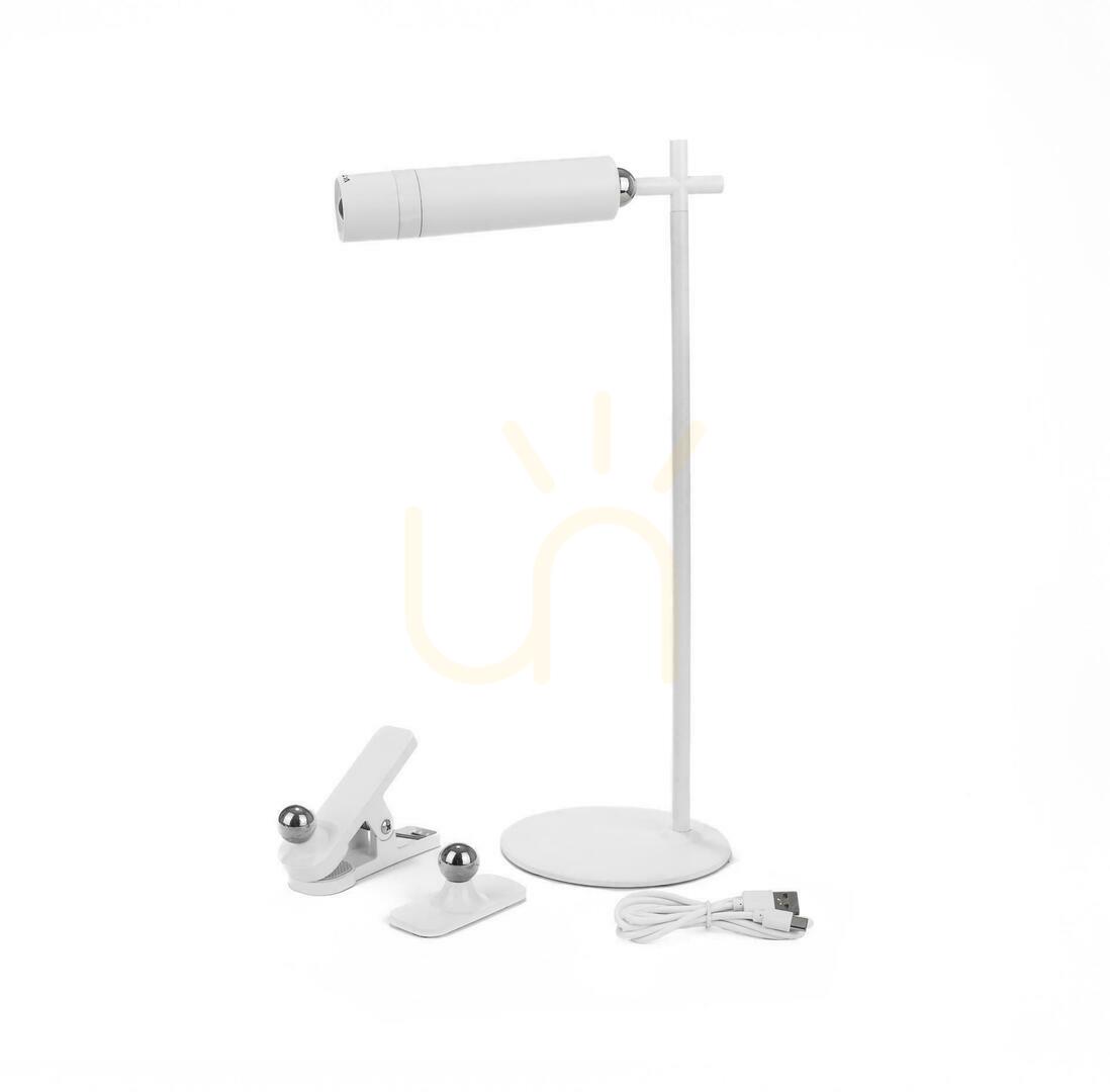 Utsikt V-TAC 4-i-1 skrivbordslampa 37 cm tapetklämma ficklampa 3W LED vit VT-7413 4000K 300lm V-TAC 4-i-1 skrivbordslampa 37 cm tapetklämma ficklampa 3W LED vit VT-7413 4000K 300lm