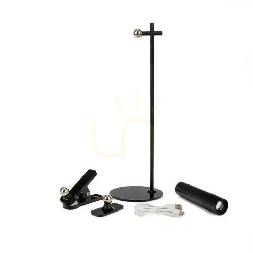 Kontrollera V-TAC 4-i-1 skrivbordslampa 37cm tapet Clip-on ficklampa 3W LED svart VT-7413 4000K 300lm