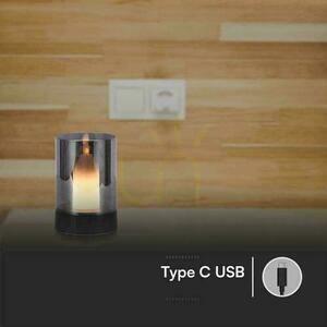 V-TAC Candlelight Nattljus 3W LED Laddning USB Dimbar Svart VT-7564 3000K 110lm. small 3
