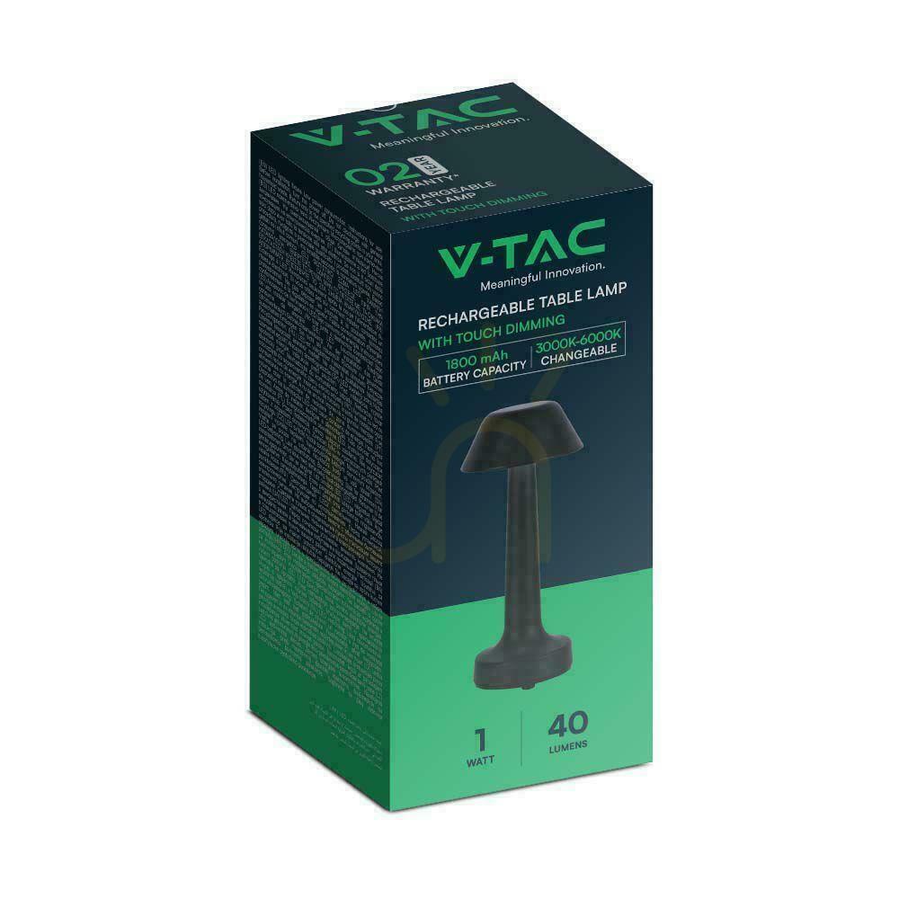 Utsikt V-TAC 2W LED 23cm USB-laddning CCT Dimbar nattduksbordslampa Svart VT-7566 3000K-6000K 40lm V-TAC 2W LED 23cm USB-laddning CCT Dimbar nattduksbordslampa Svart VT-7566 3000K-6000K 40lm