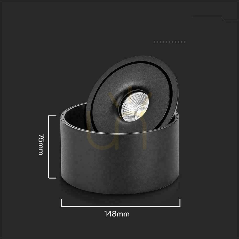 Utsikt Ytmonterad downlight V-TAC 20W Tilt CRI90 CCT Svart VT-2825 3000K-4000K-6400K 1408lm. Ytmonterad downlight V-TAC 20W Tilt CRI90 CCT Svart VT-2825 3000K-4000K-6400K 1408lm.