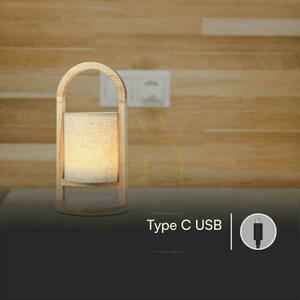 V-TAC 1,5W LED-bordslampa Nattlampa Laddning Dimbar Trä VT-7570 3000K 100lm small 3