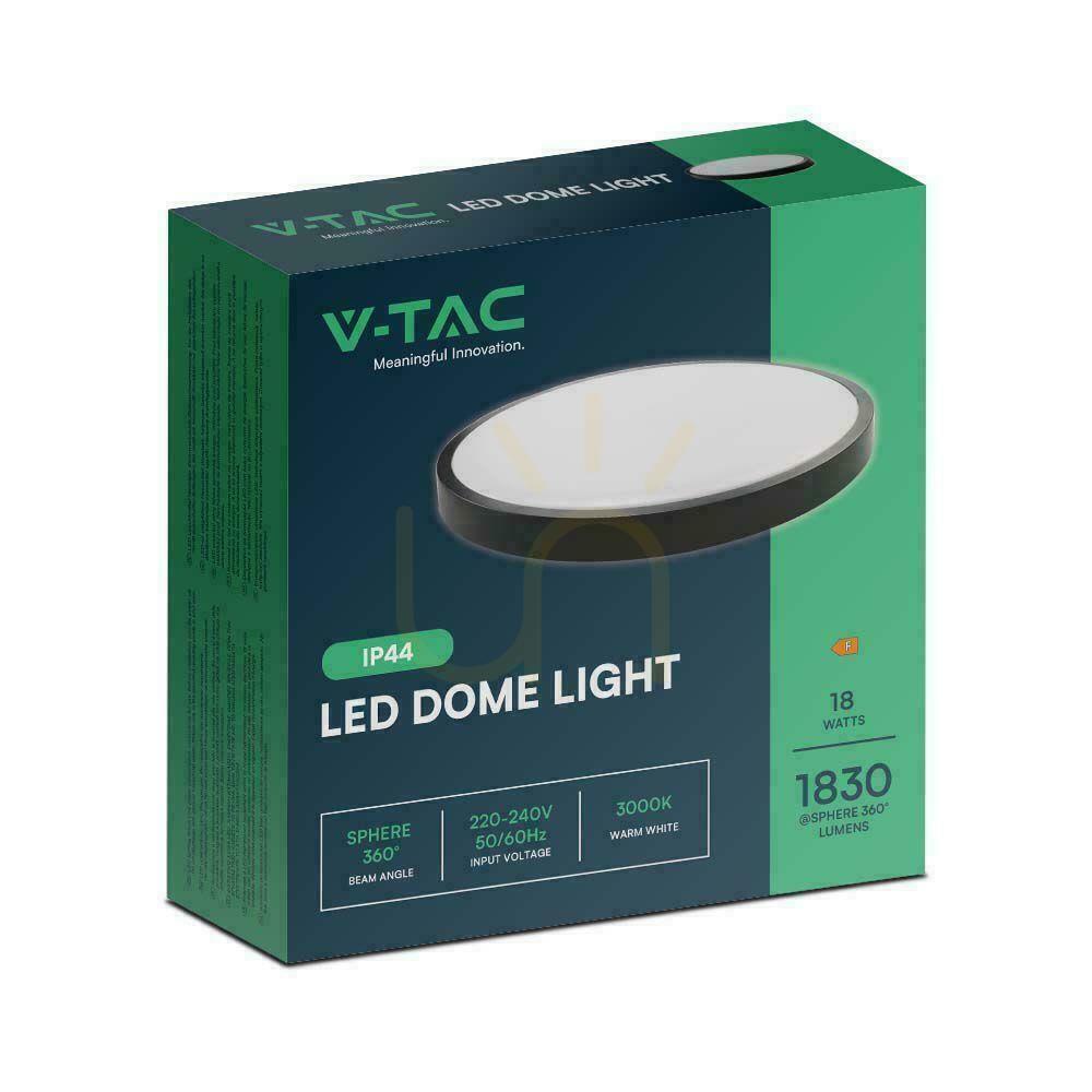 Förhandsvisning Plafond V-TAC 18W LED Rund 25cm Ytmonterad IP44 Svart VT-8618B 3000K 1830lm Plafond V-TAC 18W LED Rund 25cm Ytmonterad IP44 Svart VT-8618B 3000K 1830lm