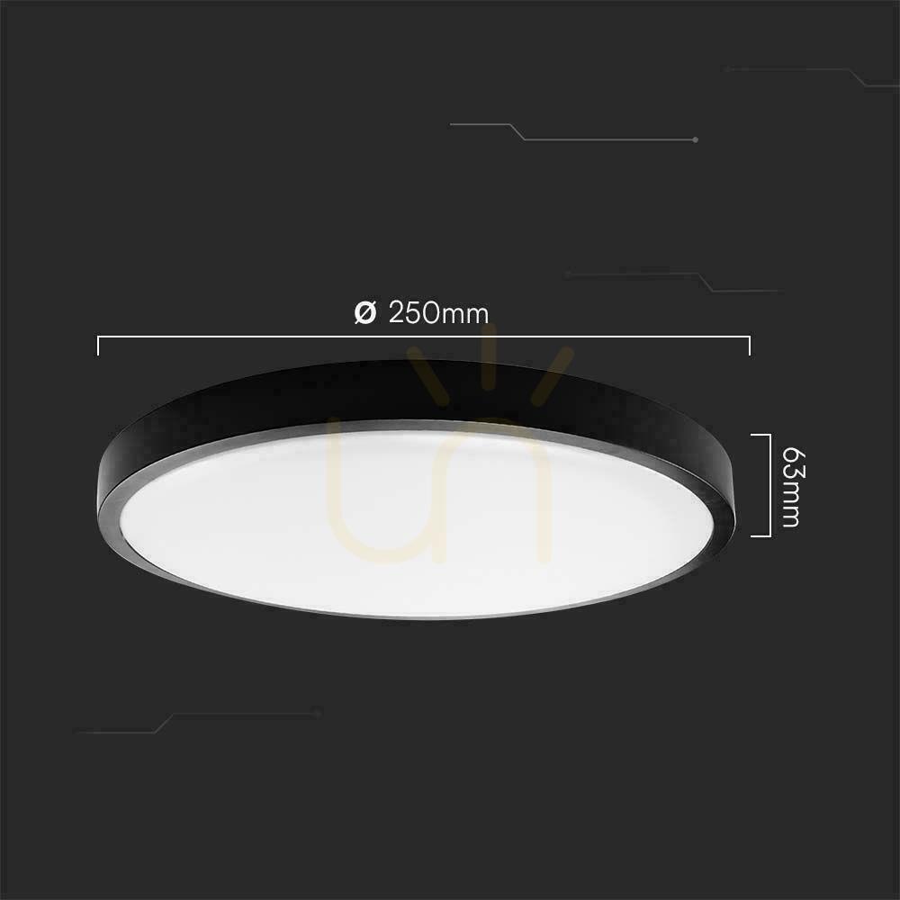 Display Plafond V-TAC 18W LED Rund 25cm Ytmonterad IP44 Svart VT-8618B 3000K 1830lm Plafond V-TAC 18W LED Rund 25cm Ytmonterad IP44 Svart VT-8618B 3000K 1830lm