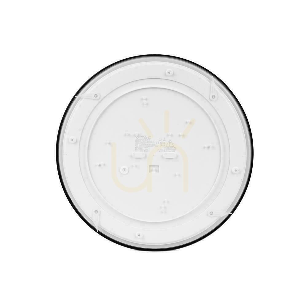 Utsikt Plafond V-TAC 24W LED rund 30cm utanpåliggande IP44 svart VT-8624B 3000K 2500lm Plafond V-TAC 24W LED rund 30cm utanpåliggande IP44 svart VT-8624B 3000K 2500lm
