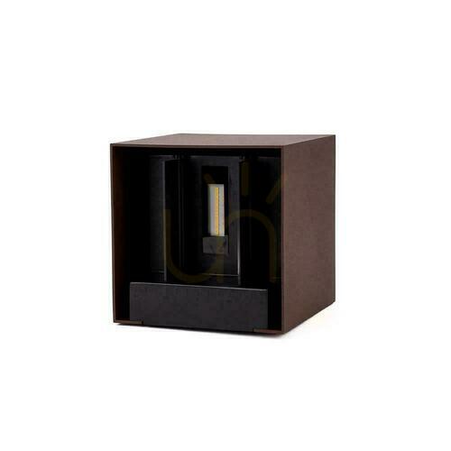 Kontrollera Solar V-TAC 9W LED COB Justerbar brons Corten Cube 15x15cm IP65 VT-11109 4000K 860lm väggarmatur.