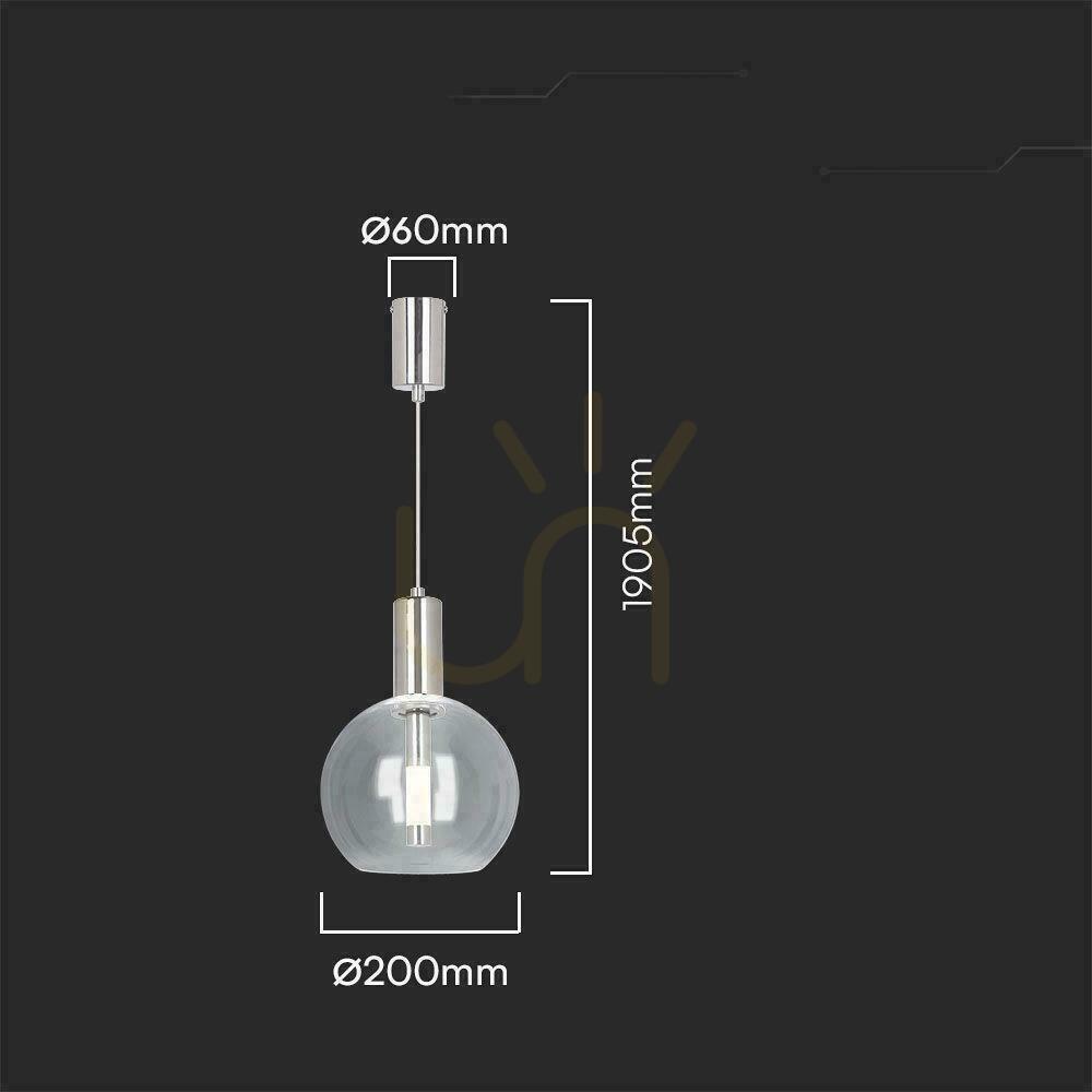 Utsikt Pendelarmatur V-TAC 5W LED Akryl fi.20cm Krom VT-10114 3000K 450lm Pendelarmatur V-TAC 5W LED Akryl fi.20cm Krom VT-10114 3000K 450lm
