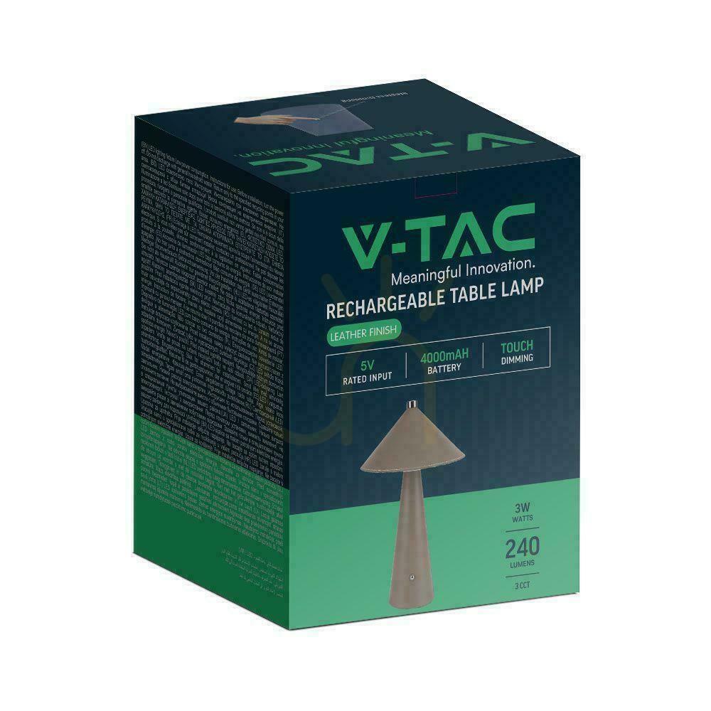 Visa V-TAC 3W LED nattduksbordslampa 33cm CCT USB-C laddning dimbar brunt läder VT-10117 3000K-6000K 240lm V-TAC 3W LED nattduksbordslampa 33cm CCT USB-C laddning dimbar brunt läder VT-10117 3000K-6000K 240lm
