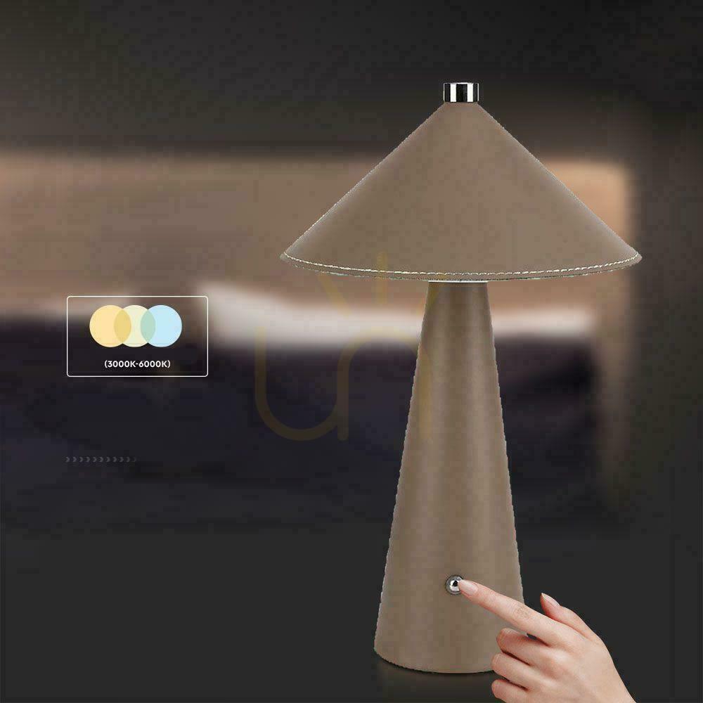Utsikt V-TAC 3W LED nattduksbordslampa 33cm CCT USB-C laddning dimbar brunt läder VT-10117 3000K-6000K 240lm V-TAC 3W LED nattduksbordslampa 33cm CCT USB-C laddning dimbar brunt läder VT-10117 3000K-6000K 240lm