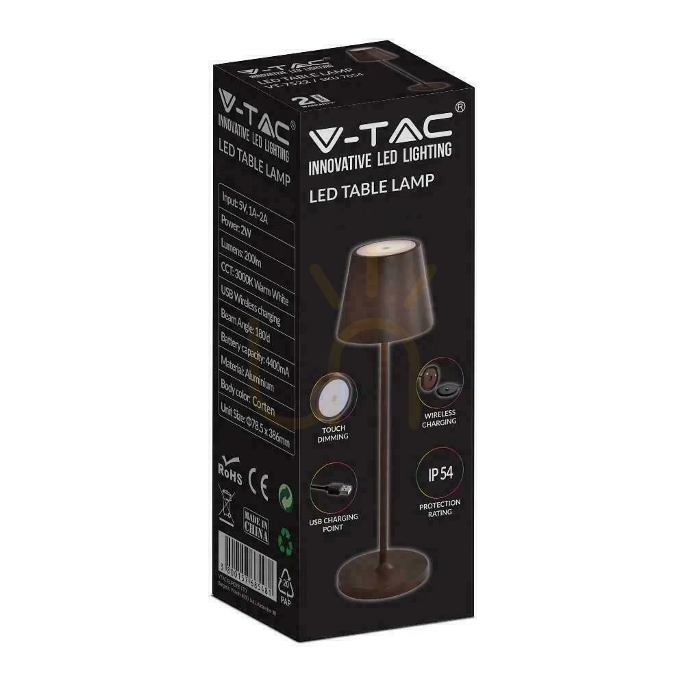 Kontrollera V-TAC 1,5W LED-bordslampa Nattlampa Laddning Dimbar IP54 Brons, Corten VT-7997 3000K 150lm V-TAC 1,5W LED-bordslampa Nattlampa Laddning Dimbar IP54 Brons, Corten VT-7997 3000K 150lm