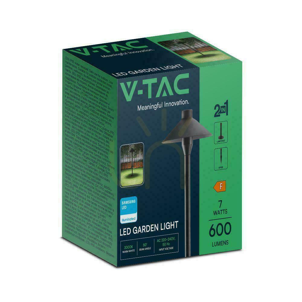 Display V-TAC 7W SAMSUNG CHIP 2-i-1 trädgårdsstolpe svart VT-907 3000K 600lm 3 års garanti V-TAC 7W SAMSUNG CHIP 2-i-1 trädgårdsstolpe svart VT-907 3000K 600lm 3 års garanti