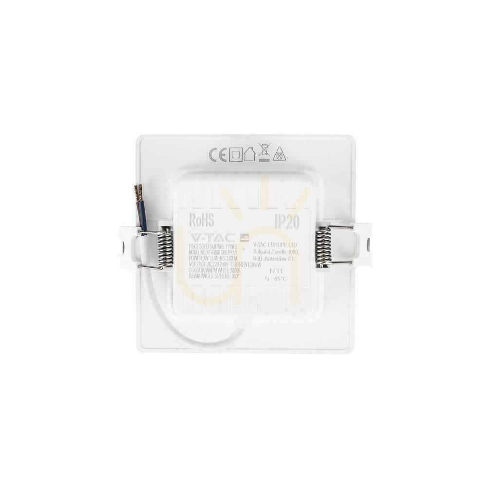 Förhandsvisning V-TAC 3W LED SAMSUNG CHIP infälld panel fyrkantig 90x90mm VT-61003SQ-S 3000K 330lm V-TAC 3W LED SAMSUNG CHIP infälld panel fyrkantig 90x90mm VT-61003SQ-S 3000K 330lm