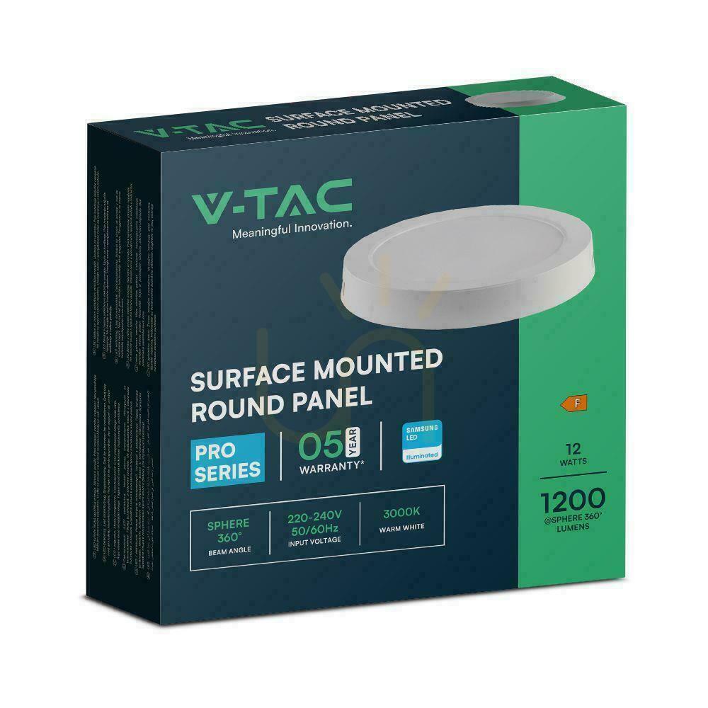 Förhandsvisning Ytpanel V-TAC 12W LED SAMSUNG CHIP Rund 167x30mm VT-60012RD-S 3000K 1200lm 5 års garanti Ytpanel V-TAC 12W LED SAMSUNG CHIP Rund 167x30mm VT-60012RD-S 3000K 1200lm 5 års garanti