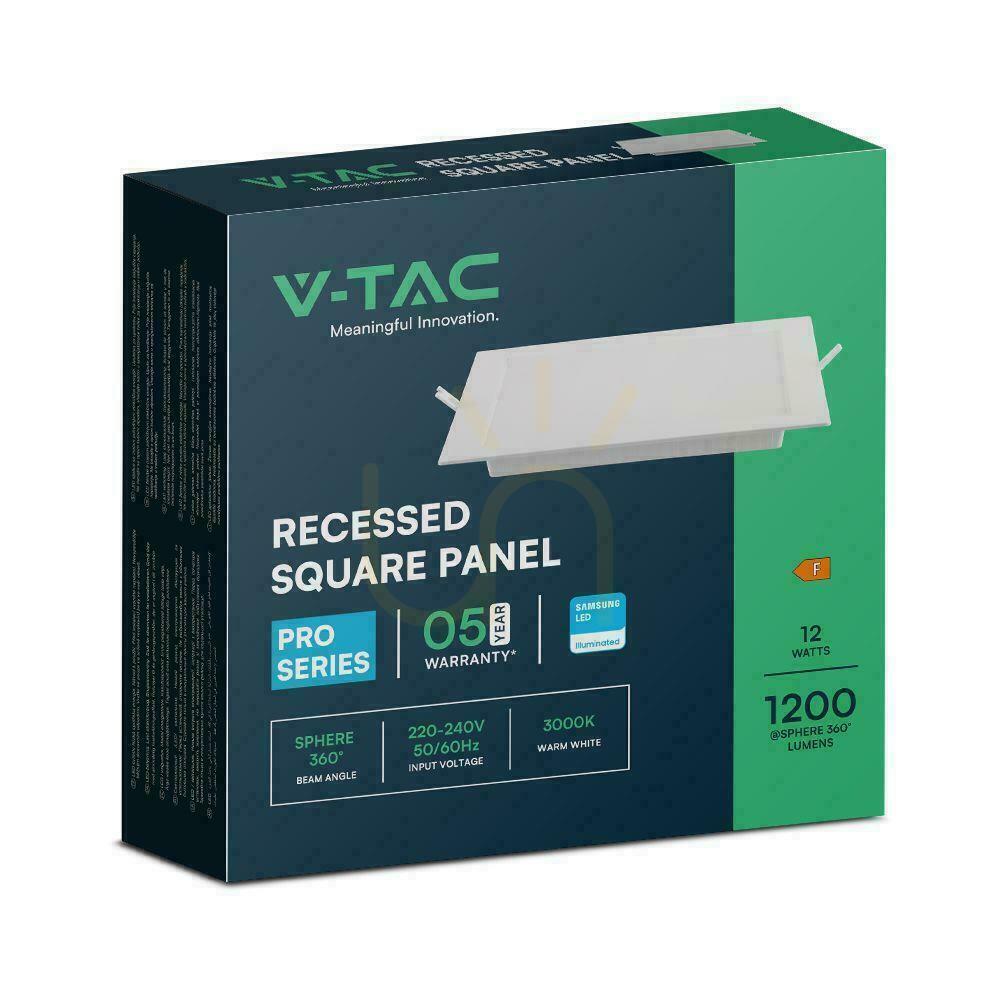 Visa V-TAC Infälld panel 12W LED SAMSUNG CHIP Square 170x170mm VT-61012SQ-S 4000K 1200lm V-TAC Infälld panel 12W LED SAMSUNG CHIP Square 170x170mm VT-61012SQ-S 4000K 1200lm