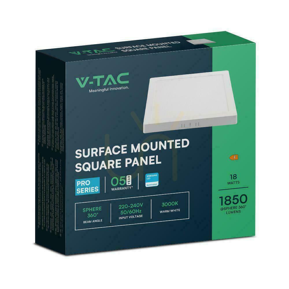Förhandsvisning V-TAC 18W LED SAMSUNG CHIP Surface Panel Square 214x214mm VT-60018SQ-S 6500K 1850lm V-TAC 18W LED SAMSUNG CHIP Surface Panel Square 214x214mm VT-60018SQ-S 6500K 1850lm