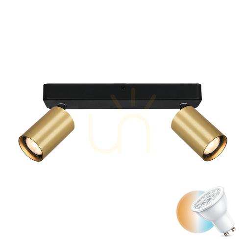 Kontrollera Spotlight Italux svart/guld GU10 2-ljus LED SPL-23436-2-BK-GD