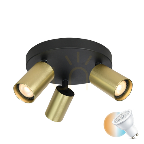 Kontrollera Italux Nesto Spotlights 3-ljus svart-mässing GU10 aluminium SPL-23436-3R-BK-BRSS