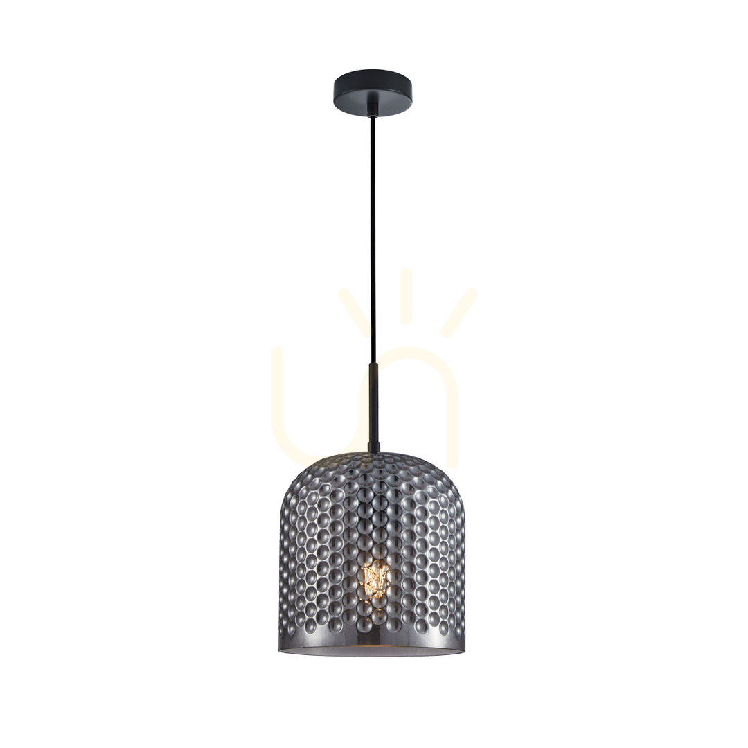 Kontrollera Italux Renti svart rökig pendellampa E27 PND-25205-1L-BK-SG Italux Renti svart rökig pendellampa E27 PND-25205-1L-BK-SG