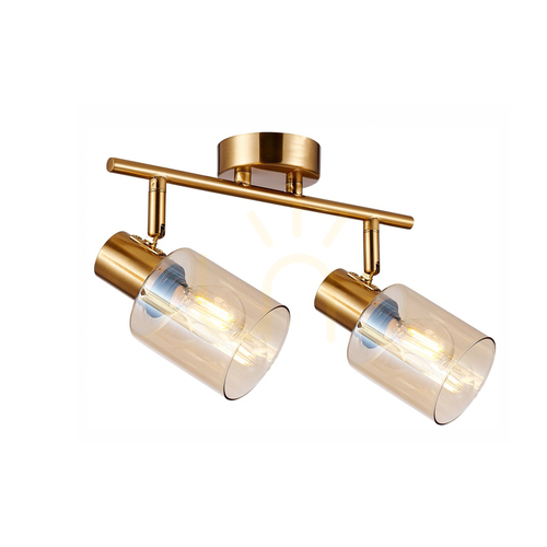Kontrollera Spotlight Italux Mässing Bärnsten 2-ljus E14 SPL-65342-2-BRO-AMB