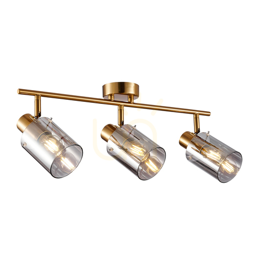 Kontrollera Spotlights Italux Sardo 3-ljus mässing rökglas E14 SPL-5581-3-BRO-SG