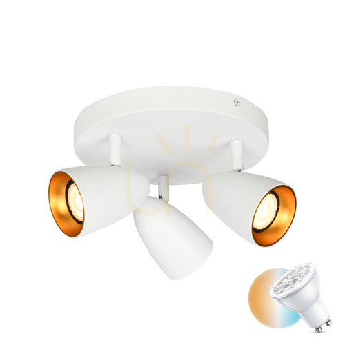 Kontrollera Italux Tino takspotlight med 3 GU10, vit/guld SPL-36748-3R-WH-GD