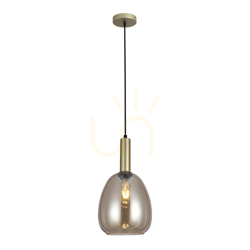 Kontrollera Italux pendellampa champagne glas E27 21 cm PND-23541-1-GD-CH