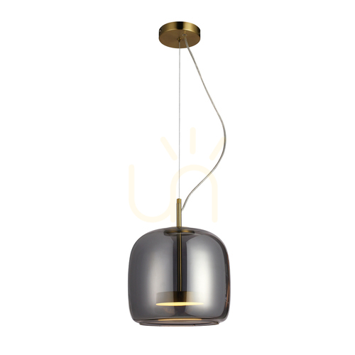 Kontrollera Italux Rökig Gyllene LED Pendellampa 26 cm PND-17760A-BRSS-SG