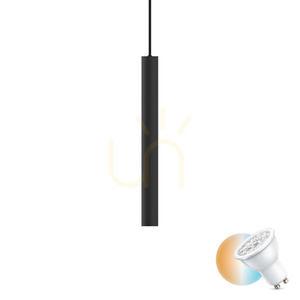 Pendellampa Ideallux Look svart GU10 Ø4 cm 343310 small 0