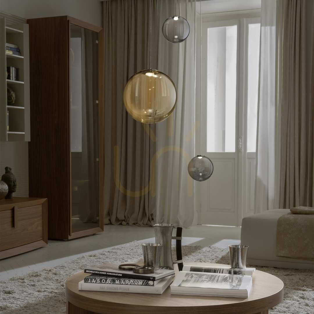 Utsikt Glaskupa Ideallux MAPA Mini rökfärgad glas D20 289908 Glaskupa Ideallux MAPA Mini rökfärgad glas D20 289908