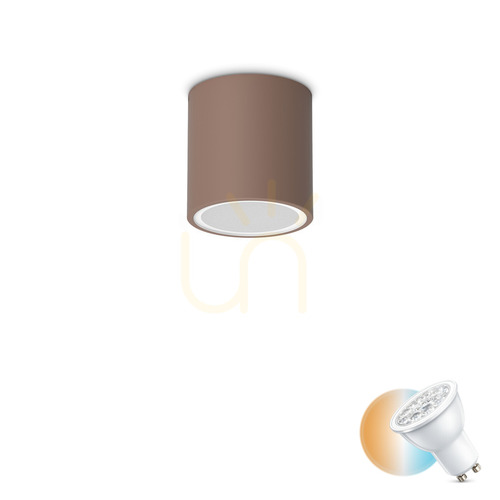Kontrollera Utomhusplafond Ideallux Techo 318134 brun rund Ø9 cm GU10 IP54