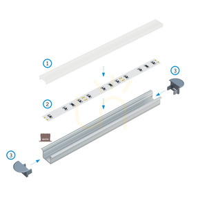 Infälld LED-profil LUMINES axin, obehandlad aluminium, 1 m small 5