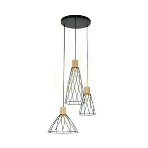 Modesto Wood Pine Pendel Lampa 3 Cirkel small 6
