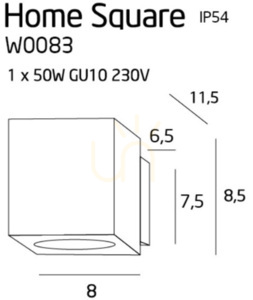 Vägglampa Max Light Home Square grafitgrå aluminium W0083 small 2