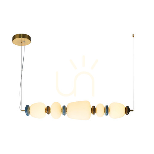 Kontrollera Italux pendellampa LED opal glas guld 96 cm PND-94981-5A-GD