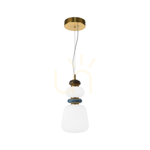 Kontrollera Italux Evans LED pendellampa 17 cm opal glas guld PND-94981V-3C-GD