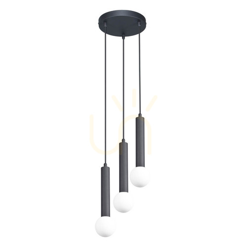 Kontrollera Italux FILANO sand-svart pendellampa med vita skärmar 3x G9 PND-33574-3-BK