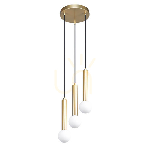Kontrollera Italux Filano pendellampa, guld, 3 opalglaskulor, 3xG9, PND-33574-3-GD
