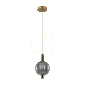 Italux Lenti LED-pendellampa, guldfärgad med rökglas, 15 cm, PND-83631-1-BRO-SG small 0