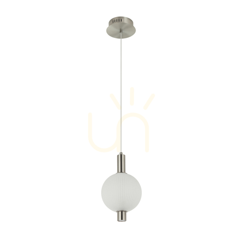 Kontrollera Pendellampa Italux Lenti LED 7W 3000K silver med vit skärm PND-83631-1-SC-WH