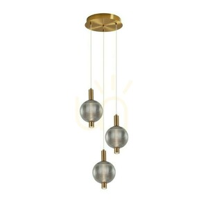 Italux Lenti LED-pendellampa, guldfärgad med rökfärgat glas, 35 cm PND-83631-3-BRO-SG small 2