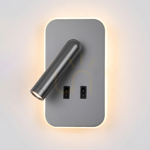 Kontrollera Italux grå LED vägglampa 2 ljuspunkter 3000K aluminium WL-83957-1-GR