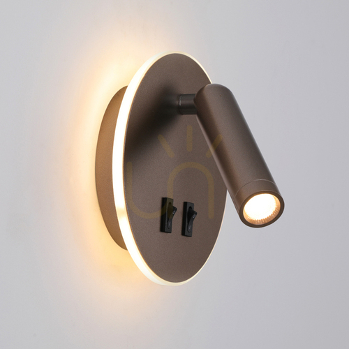 Kontrollera Italux Furla brun LED vägglampa 2 ljuskällor WL-53742-1-CF