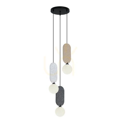Kontrollera Italux hänglampa beige 3-ljus G9 metall filt glas PND-59815B-3-MLTI