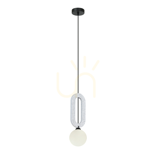 Kontrollera Italux Masso G9 pendellampa vit grå metallglas PND-59839-1-LGR